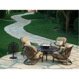 Grand Bonaire Weave 6 Piece All Inclusive Outdoor Firepit Set (KIT)
