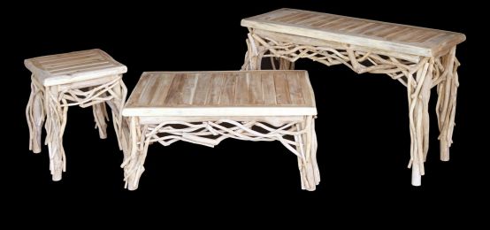 Farmhouse Teak Branch Table Set of 3