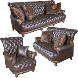 Aussie Micro Leather Faux Gator Sofa Set Of 3