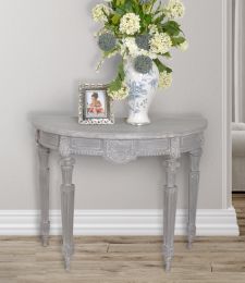 Mystique Gray Mahogany Demilune Hall Table