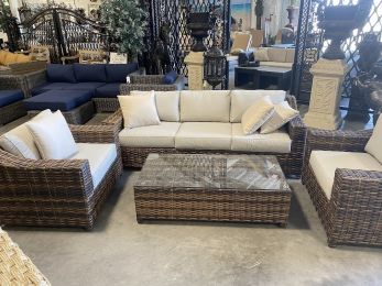Brown and White Outdoor Sofa Set of 4
