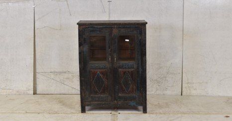 Ebony Finish Rustic Wood Almirah Pantry Cabinet