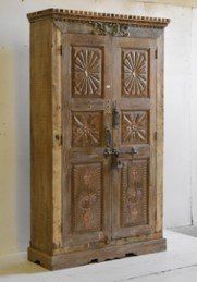 Big Carved Rustic Wardrobe Cabinet