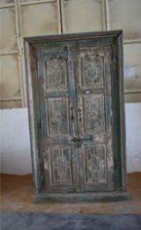 Faded Blue Rustic Wood Door Cabinet
