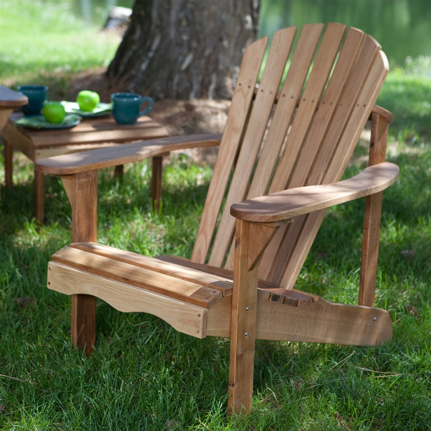 Solid Oak Wood Adirondack Chair with Linseed Oil Finish