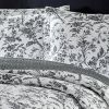 Full Queen Cotton Floral 3-Piece Reversible Quilt Set in Black Grey White