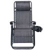 Set of 2 Grey Folding Outdoor Zero Gravity Lounge Chair Recliner