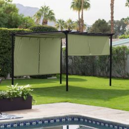 10 x 12-ft Metal Pergola Outdoor Gazebo with Green Retractable Shade Canopy