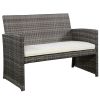 Grey Resin Wicker Rattan 4-Piece Patio Furniture Set with Seat Cushions