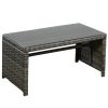 Grey Resin Wicker Rattan 4-Piece Patio Furniture Set with Seat Cushions