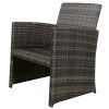 Grey Resin Wicker Rattan 4-Piece Patio Furniture Set with Seat Cushions