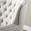 Natural Mid-Century Tufted Upholstered Club Armchair with Ottoman