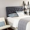 Queen size Padded Button Tufted Upholstered Headboard in Charcoal