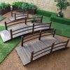 Dark Brown Stain Fir Wood 4-Ft Garden Bridge with Handrails