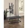 Grey Fabric Padded Button-Tufted Ottoman Footrest Bench