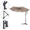 Beige 10-Ft Outdoor Steel Pole Tilt Crank Offset Patio Umbrella