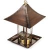 Copper Finish Metal Bamboo and Glass Asian Style Wild Bird Feeder