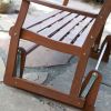 4-Ft Outdoor Patio Garden Love-seat Glider Chair in Natural Eucalyptus Wood