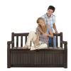 Brown Resin Outdoor Patio Garden Bench with Storage Box