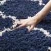 5'1" x 7'6" Shag Extra Plush Geometric Indoor Blue/Beige Area Rug