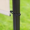 10-ft x 12-ft Dark Brown Metal Pergola Outdoor Gazebo with Ivory Shade Canopy