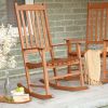 Set of 2 - Indoor/Outdoor Patio Porch Natural Slat Rocking Chairs