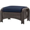 Outdoor 6-Piece Resin Wicker Patio Furniture Lounge Set with Navy Blue Cushions