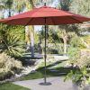 Push Button Tilt 11-Ft Patio Umbrella with Brick Red Orange Canopy