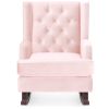 Pink Soft Tufted Upholstered Wingback Rocker Rocking Chair