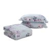 Queen size 3-Piece Cotton Quilt in Purple Floral Bird Pattern