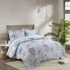 Queen size 3-Piece Cotton Quilt in Purple Floral Bird Pattern