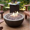 28-inch Round Enviro Stone Fire Pit Bowl with Propane Tank Hideaway Table