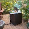 28-inch Round Enviro Stone Fire Pit Bowl with Propane Tank Hideaway Table