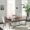 Mid-Century Style Modern Accent Dining Chair with Wood Legs and Light Grey Fabric Seat