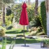 Red 7.5 Ft Patio Umbrella with Dark Mahogany Stained Pole