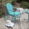 Aqua Teal Turquoise Blue Outdoor Retro Modern Classic Patio Glider Chair