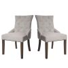 Set of 2 - Traditional Grey Linen Fabric Upholstered Dinging Chair with Nailhead Trim