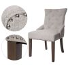 Set of 2 - Traditional Grey Linen Fabric Upholstered Dinging Chair with Nailhead Trim