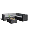 Black Wicker Resin 4-Piece Outdoor Patio Furniture Set