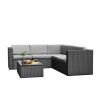 Black Wicker Resin 4-Piece Outdoor Patio Furniture Set