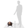 Large Black Steel Outdoor Fire Pit with Bear Deer Animals