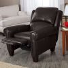Top Grain Leather Upholstered Wingback Recliner Club Chair in Chocolate Brown