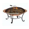Large 35-inch Copper Bowl Fire Pit with Steel Stand and Cover