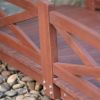 Outdoor 6-Ft Garden Bridge with X-Design Rails in Red Stained Acacia Wood