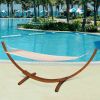 Outdoor 11.8-ft Modern Arc Hammock Stand with Beige Cotton Blend Hammock