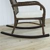 Indoor/Outdoor Patio Porch Mocha Wicker Rocking Chair with Beige Cushion